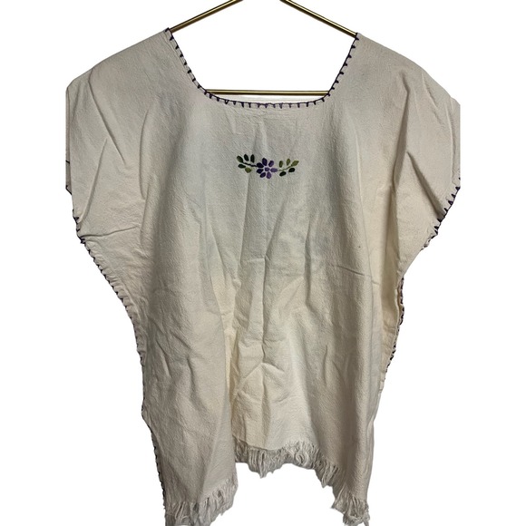 Spanish style Boho embroidered top purple floral - Picture 3 of 5